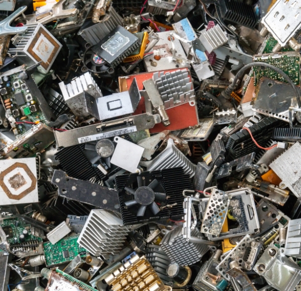 old electronics to be processed and recycled