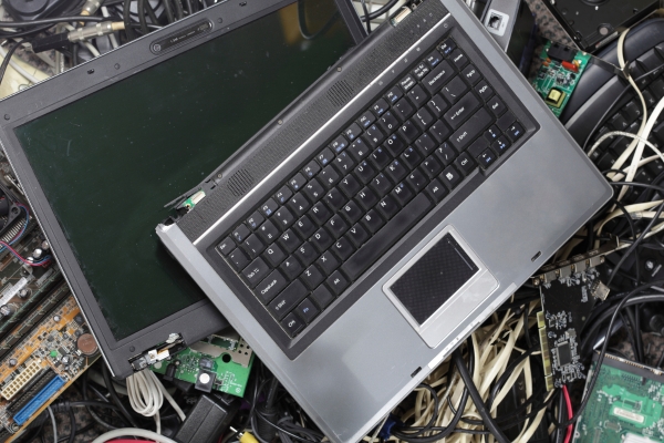 broken laptop to be recycled
