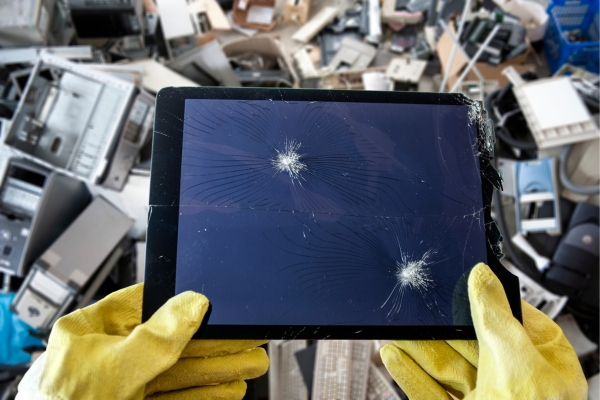 broken iPad being electronically recycled