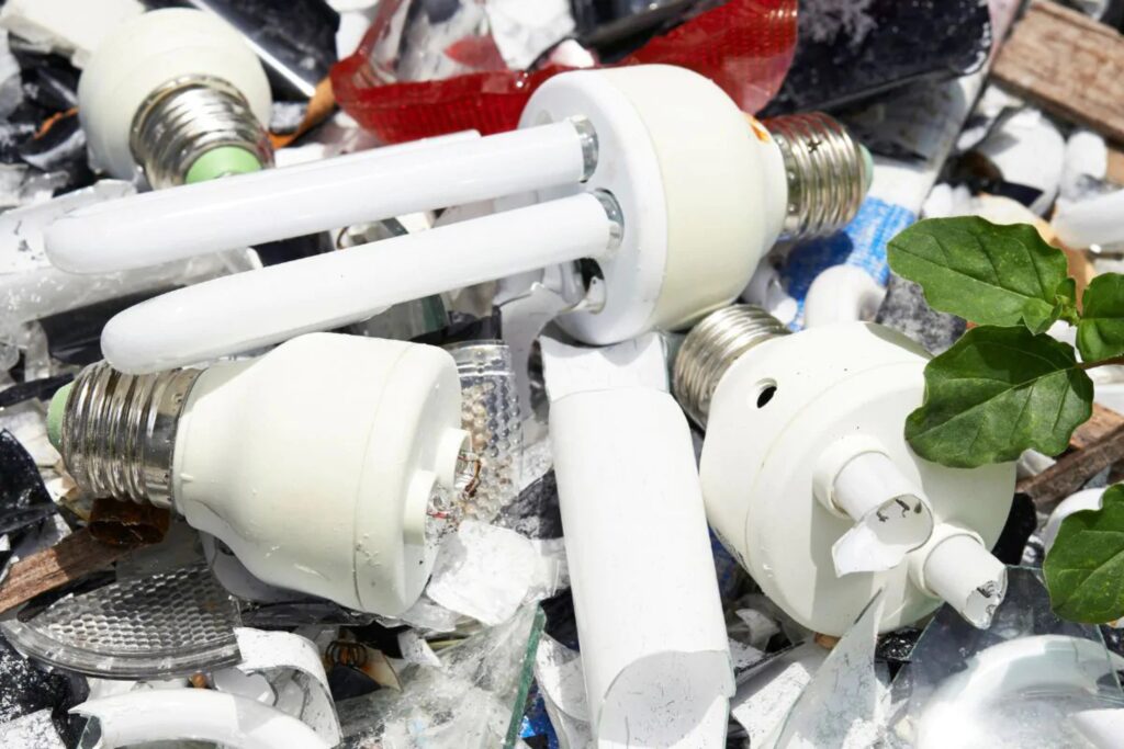 light bulbs being recycled at ECER Inc.